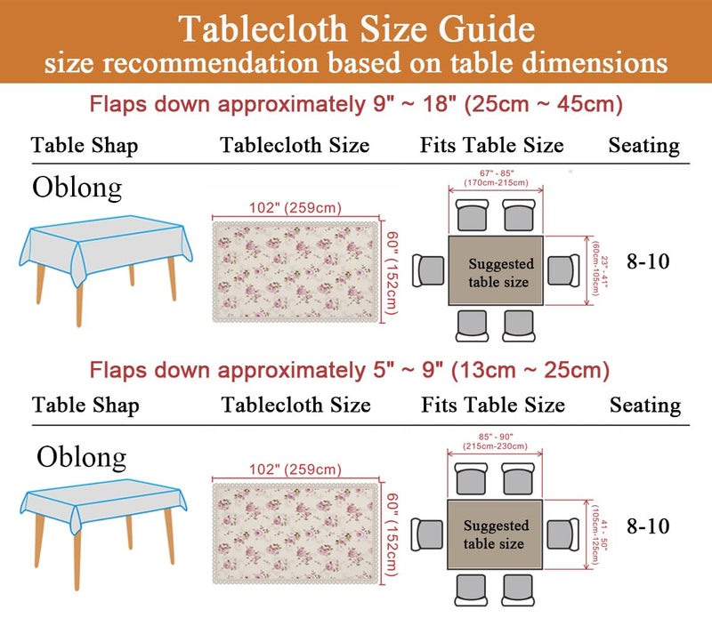YEESSION Floral Print Rectangle Tablecloth 60 x 102 Inch Stain Resistant and Waterproof Wine Table Cover for Kitchen Dining Indoor Outdoor Buffet Tabletop Decoration (Beige) - Image 3